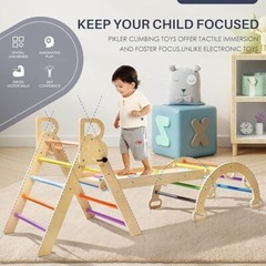 Pikler Triangle Set Rainbow Pikler Juego de escalada para niños pequeños, neuvo.
