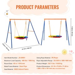 VEVOR Swing Sets for Backyard 40in Saucer Swing Seat A-Frame Metal Stand 440lbs