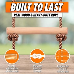 Wooden Rope Ladder for Kids – 6ft Outdoor Climbing Ladder with Real Wood Rungs,