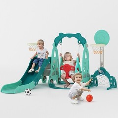 5 in 1 Toddler Slide and Swing Set, Indoor and Outdoor Kids Playset for Toddlers