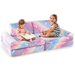 8 Pieces Modular Kids Play Couch Glow in Dark Toddler Sectional Sofa Multi Color
