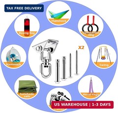 Heavy Duty Swing Hanger Hook, 360° Swivel Swing hook with 4 Screws for Porch Yog