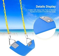 REZNOR Heavy Duty Flexible Swing Seat with Metal Triangle Ring, 60″ Blue/Yellow