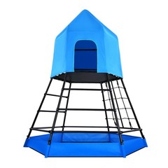Jungle Gym with Platform and Tent, Metal Outdoor Playset Ages 3-12 Durable Large