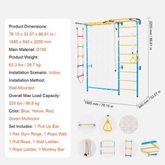 7-in-1 Indoor Jungle Gym Climbing Playset for Toddlers, Supports 220 lbs