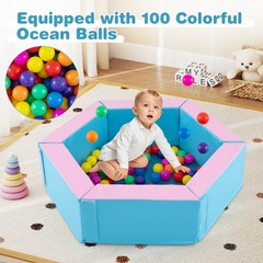 3 PCS Baby Foam Climbing Blocks w/Ball Pit Triangle Stair 100 Ocean Balls