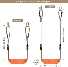 BeneLabel Non-Slip Swing Seat with Adjustable Rope and Carabiners – Heavy Dut…