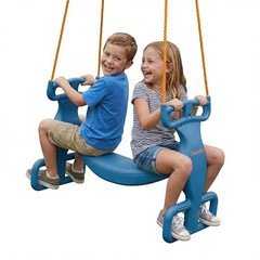 Glider Swing for Kids – Outdoor Dual Swingset for Backyard Blue/Orange