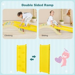 3-in-1 Kids Climbing Ladder Set Toy Climbing Arch with Reversible Ramp & Padding
