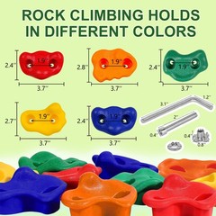 17 Pack Playground Accessories for Kids – 10pc Colourful Rock Climbing Holds,…