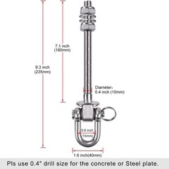 Set of 2 Heavy Duty Swing Hanger 1800LB Capacity, M10 x 9.3″ Swing Bolts, Sta…