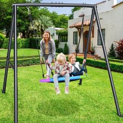 440lbs Swing Set with 40 Inch Saucer Tree Swing and Heavy Duty A-Frame Rainbow