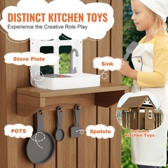 9-in-1 Wooden Swing Set: 6ft Slide, Rock Wall, Trapeze, Picnic Table