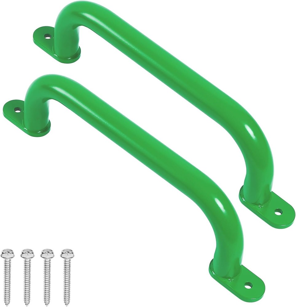 13 Inch Green Outdoor Metal Playground Handles Set of 2 – Steel Safety Handle…