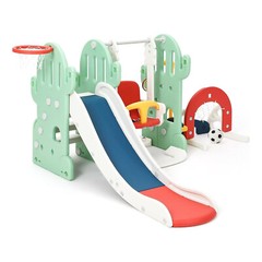 7 In 1 Toddler Slide and Swing Set, Freestanding Kids Slide Playset With Ladder