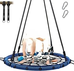 NEW 40in Spider Web Saucer Tree Swing 750LB Outdoor Net Swing Blue