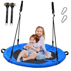 700lb Saucer Tree Swing for Kids Adults Outdoor Textilene with 2pcs 40″ Blue