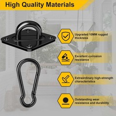 Heavy Duty Black Hammock Hooks Screws Bolts Included, Over 1700 lb Rust-Resis…