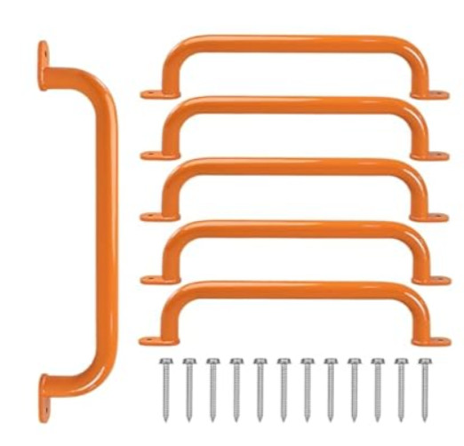 6 Pieces 17 Inch Orange Safety Playground Handles Outdoor – Metal, Playset