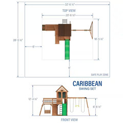 Caribbean Adventure Playground Set with Slide, Rockwall & Swing Bench