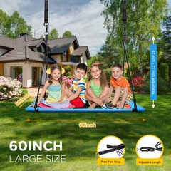 700lb Giant 60″ Platform Tree Swing Seat for Kids Adult Outdoor w/ Hanging Strap