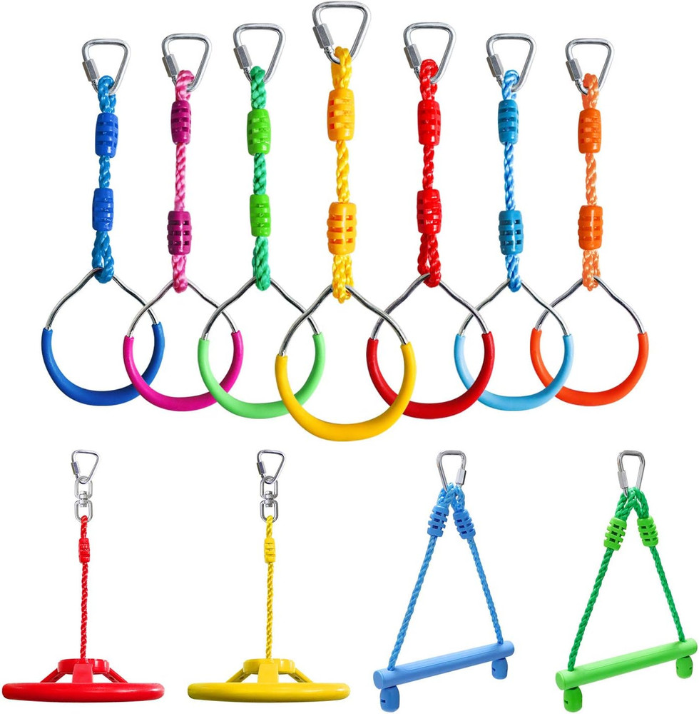 Craft Ninja Warrior Obstacle Course Accessories Kids Outdoor Play – 7Pc Rings, 2