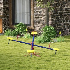 Teeter Totter for Kids with 4 Seats for 3-8 Years, Red Blue Yellow
