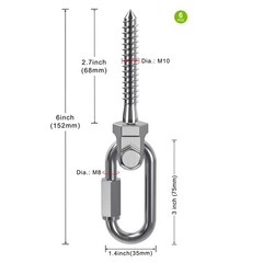 Heavy Duty 304 Stainless Steel Swing Hangers Set of 6, 180° Rotation Porch Sw…