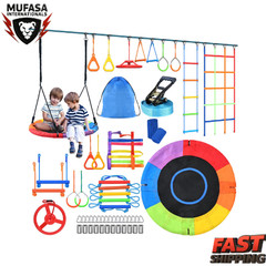 Hapfan 50FT Ninja Warrior Obstacle Course Swing Set Kids Yard Playset Outdoor