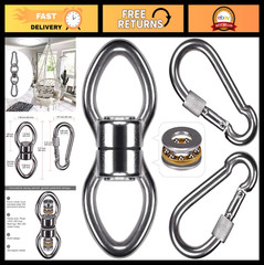 Silent Bearing Swing Swivel with 2 Carabiners – 360° Rotational Device for Tree