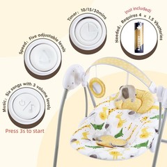 Portable Baby Swing for Infants, Compact & Foldable Infant Swing with 5-Speed…