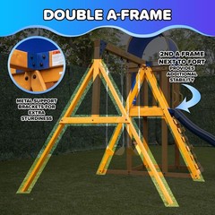 Wooden Swing Set playground Outdoor Backyard Slide Play Fort