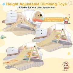 3-in-1 Triangular Climbing Toys Foldable & Height-adjustable Triangle Set
