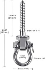 Heavy Duty 180° Swing Hangers, Stainless Steel Eye Screw Bracket, 1800 LB Cap…