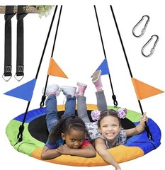 PACEARTH 40 Inch Saucer Tree Swing Flying 900lb Weight Capacity Multicolored