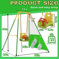New 3in1 Kids Swing Set Backyard Indoor Toddler Swing With Basketball Hoop