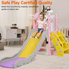 6 in 1 Toddler Playset Toddler Slide and Climber Playset, L-Shaped Kids Slide…