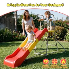 2-in-1 Kids Climbing Slide 76.4-Inch Smooth Slide Track Anti-Slip Steps Outdoor