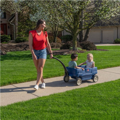 Step2 Neighborhood Wagon Toddler Ride On Toy 2 Seats Folding Handle Blue Plastic