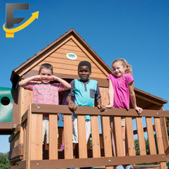 Backyard Discovery Woodridge Elite Cedar Wood Swing Set with Wave Slide Clubhous