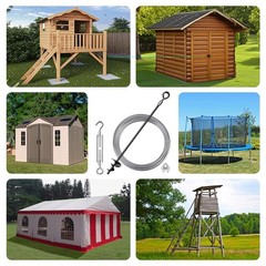 27″ Ground Anchors Shed Kits with 3/16″ Cable, 4 Pack Heavy Duty Stakes