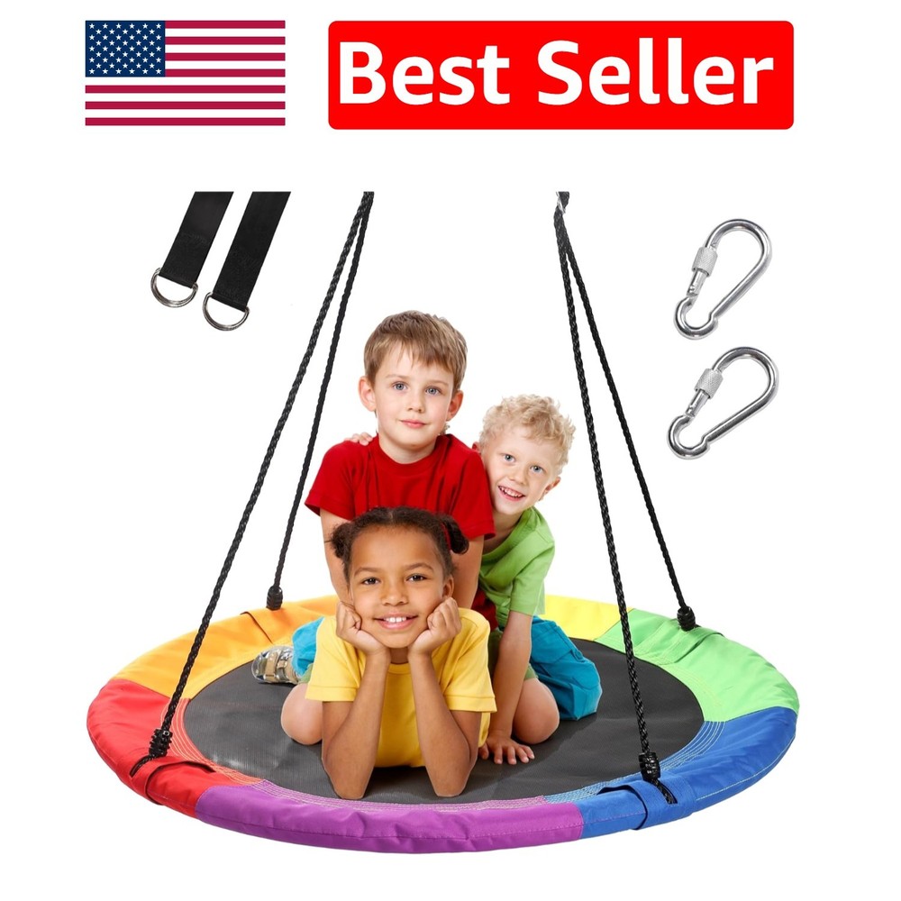 Family-Friendly 40” Saucer Tree Swing with Soft Sponge Frame – Quick Setup