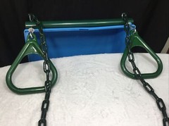 Durable Green Gorilla Play Sets 17” Rubber Coated Link Chain Trapeze Bar w/Rings