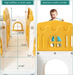 8 in 1 Toddler Slide Playset for Age 1-3 with Climber Toy Storage Green & Orange
