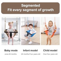 2 -in- 1 Toddler Swing. Swing Seat for Kids with Adjustable Ropes, Light Brown