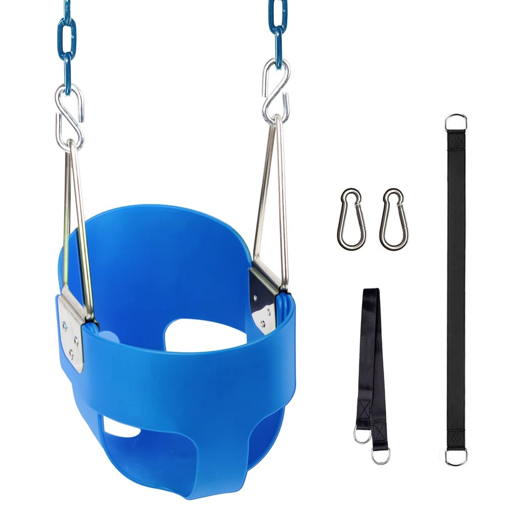 Toddler Swing, Full Bucket Baby Swing Seat & Iron Chains (Blue)