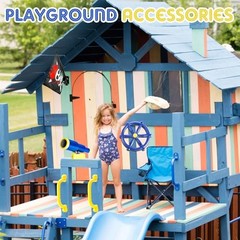 5 Pcs Playground Equipment Plastic Pirate Steering Wheel Pirate Telescope Blue