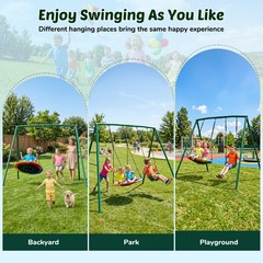 440lb Heavy Duty Metal Outdoor Swing Stand Backyard Kids Adult Playset Swing Set