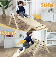 NEW 5 In 1 Montessori Pikler Triangle Climbing Set W Arch Ramp & Slide UNOPENED