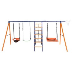 700lbs Metal Swing Set Heavy Duty Frame Kids Adults Backyard Play with 3 Swings